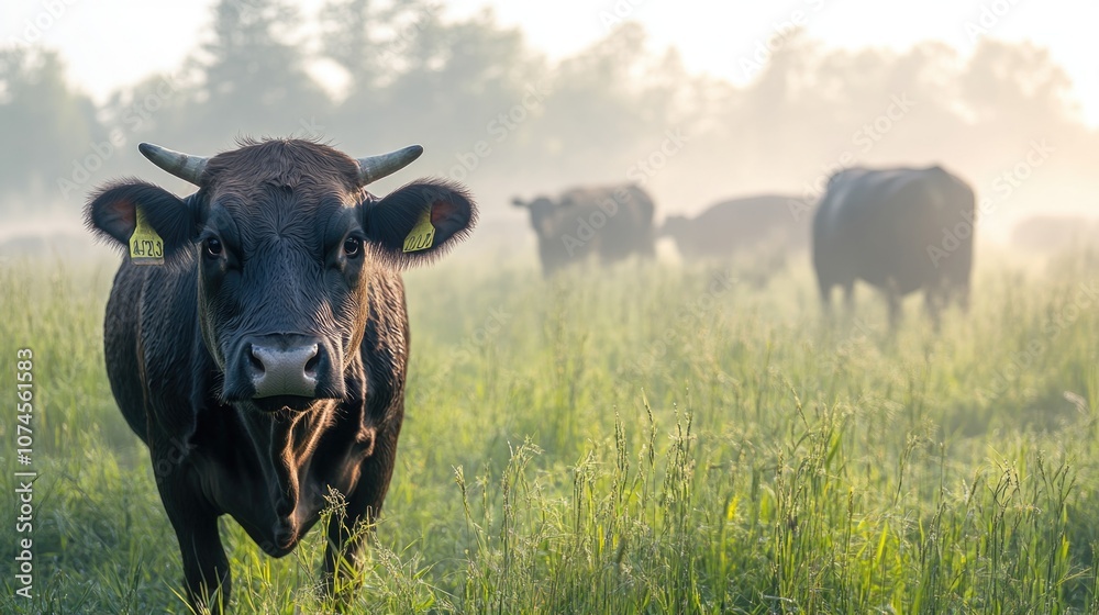 A group of cows standing in a lush green field, perfect for rural or farm-themed projects A group of cows standing in a lush green field, perfect for rural or farm-themed projects