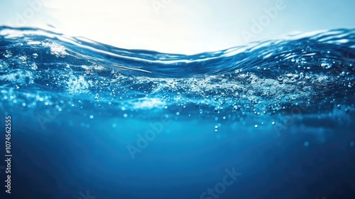 Close-up view of blue water in the deep ocean