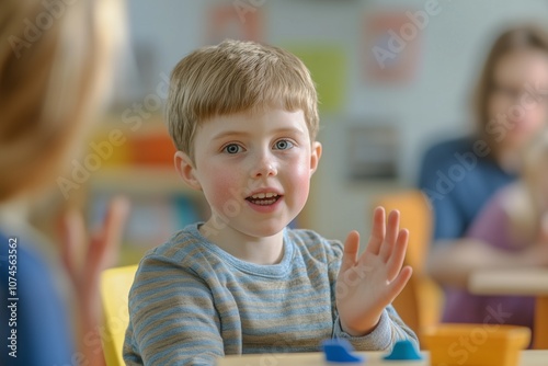 A preschool child actively engaged in a playful learning activity that fosters creativity, imagination, and social skills