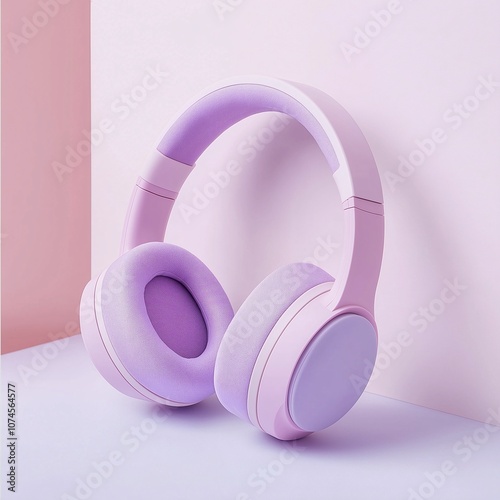 Headphones for Kids A Product Shot on a White Background Featuring a soft purple and pink color palette