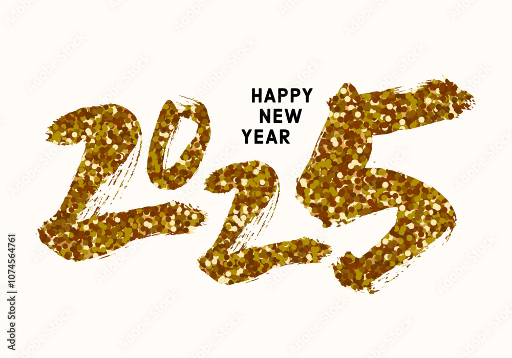 2025 gold glitter numbers, New Year hand-written vector logo 2025 gold glitter numbers, New Year hand-written vector logo