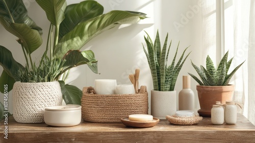 Wallpaper Mural Subscription plant care box, tools and items arranged on table, cozy home vibe, Torontodigital.ca