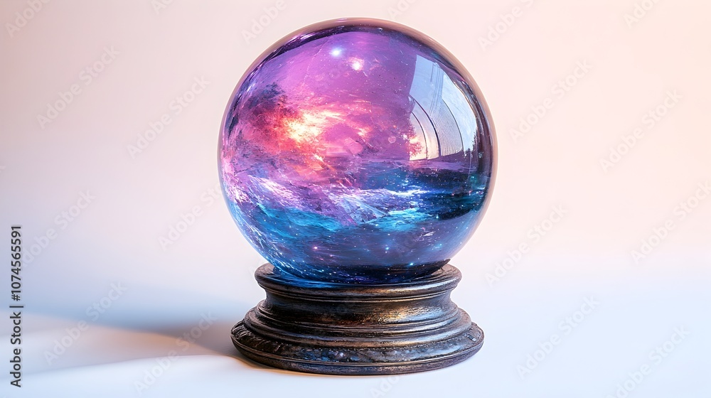 Mesmerizing Holographic Crystal Sphere - Ethereal Cosmic Orb Reflecting Prismatic Light and Color in a Dreamlike,Visionary Composition. Abstract Conceptual Still Life Image with Transcendent. Mesmerizing Holographic Crystal Sphere - Ethereal Cosmic Orb Reflecting Prismatic Light and Color in a Dreamlike,Visionary Composition. Abstract Conceptual Still Life Image with Transcendent.
