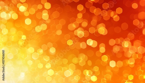 Abstract Orange Background, Defocused Hexagon Bokeh for Digital Art, Design, and Creative Projects.