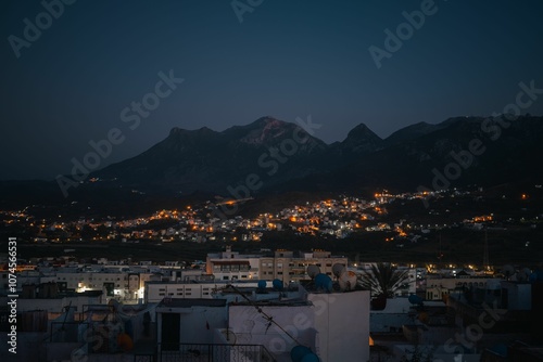 Scenic view of the city of Tetouane, Morocco at sunset