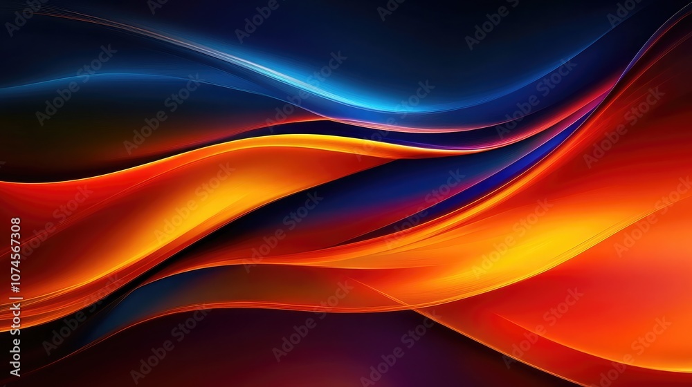 Fototapeta premium Vibrant Abstract Waves with a Playful Dance of Warm and Cool Colors Creating a Stunning Visual Contrast and Dynamic Flow in a Captivating Background Design