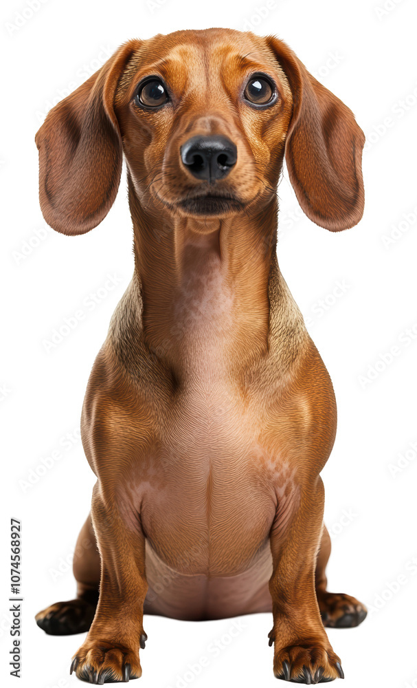 Dachshund sitting with attentive expression on a transparent background, perfect for loyal and playful dog graphics. Dachshund sitting with attentive expression on a transparent background, perfect for loyal and playful dog graphics.