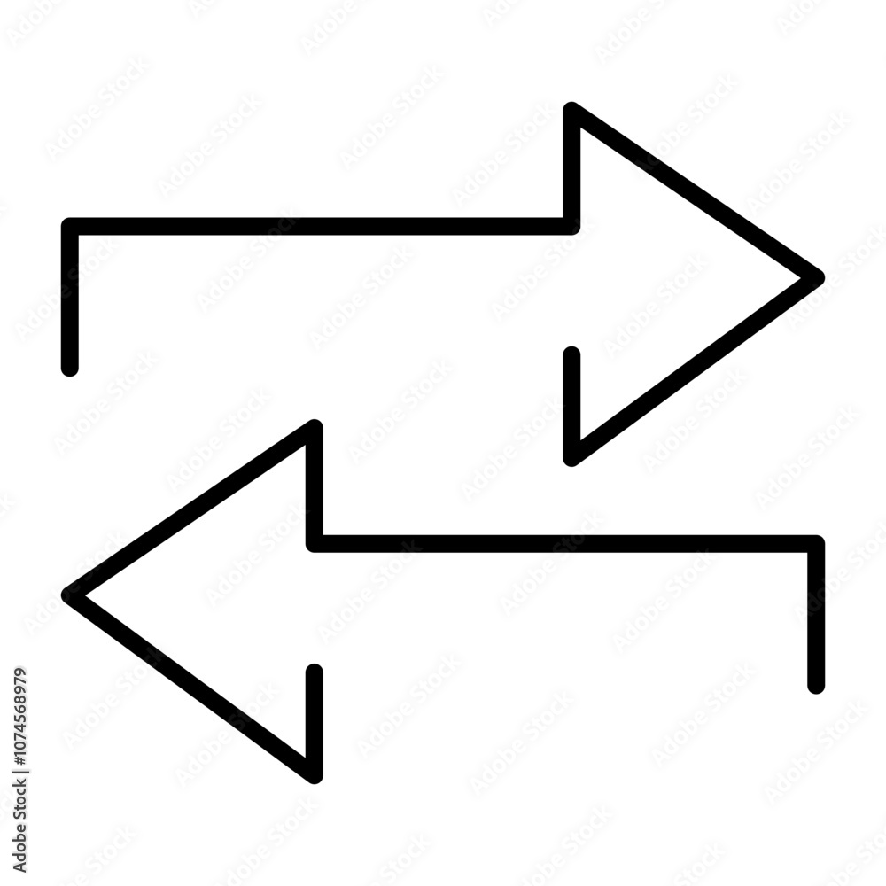 Abstract exchanging icon with two curved arrows forming a loop, representing concepts of trade, transfer, and change, isolated on a clean white background for versatility. Abstract exchanging icon with two curved arrows forming a loop, representing concepts of trade, transfer, and change, isolated on a clean white background for versatility.