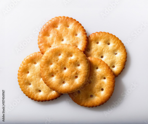 circle shaped crackers on white background 