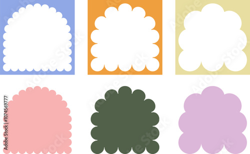 Y2k groovy squiggle frames and border with wavy lines
