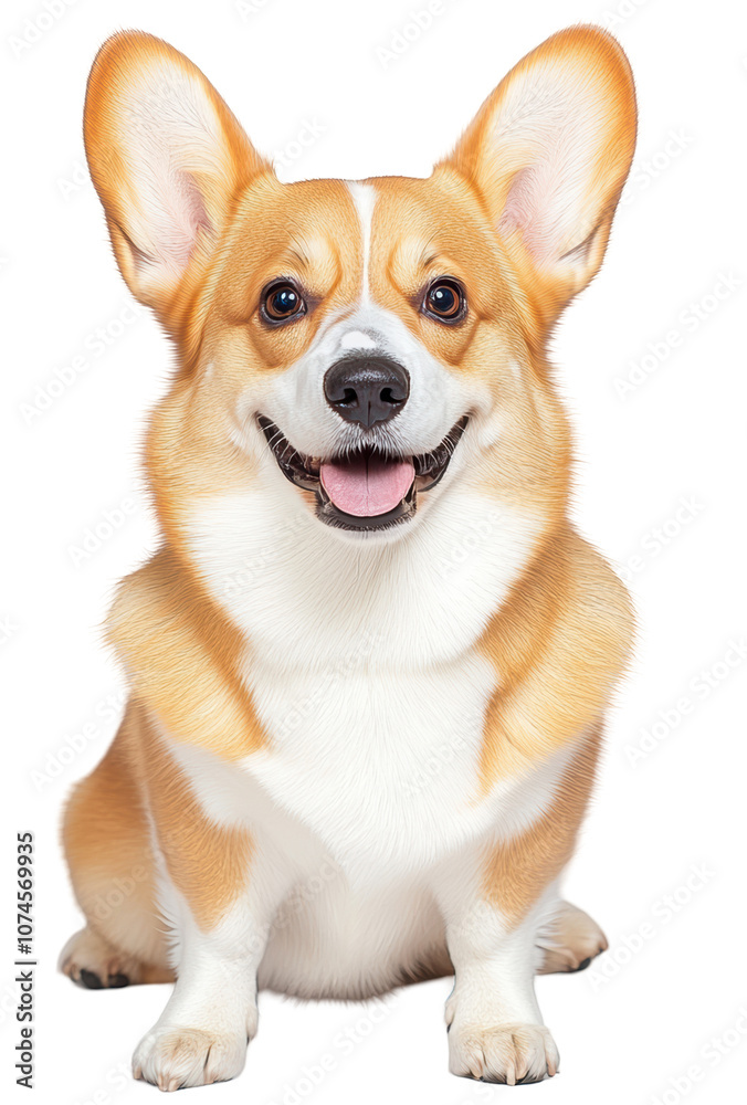Smiling Corgi with alert ears on a transparent background, great for playful and cheerful pet graphics. Smiling Corgi with alert ears on a transparent background, great for playful and cheerful pet graphics.