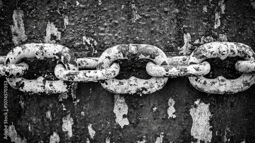 Detailed Close-Up of Old Rusty Chain Links on a Textured Background Capturing the Essence of Weathered Metal and Industrial Aesthetics Detailed Close-Up of Old Rusty Chain Links on a Textured Background Capturing the Essence of Weathered Metal and Industrial Aesthetics