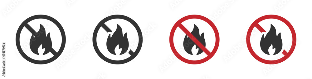 No fire vector icon. Fire prohibited icon. No fire icon. Fire is not allowed vector signs No fire vector icon. Fire prohibited icon. No fire icon. Fire is not allowed vector signs