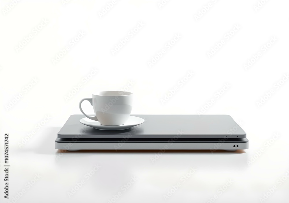 White coffee cup with laptop computer on office table for business concept, in clean office, White coffee cup with laptop computer on office table for business concept, in clean office,
