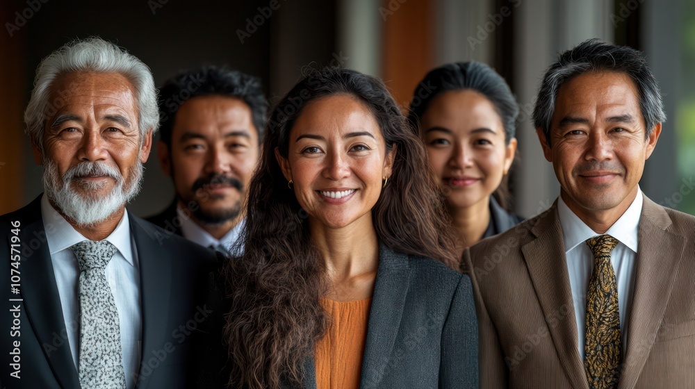 Business team with members from New Caledonia, various ages, formal attire, isolated, white background Business team with members from New Caledonia, various ages, formal attire, isolated, white background
