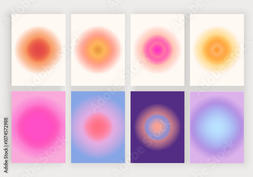 Gradient blur cover cards. Collection round blurred wallpaper design for banners, flyer

