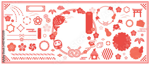 和柄モチーフのお正月デザインセット