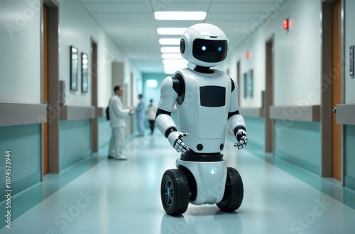 The robot is helping an elderly person in a hospital by delivering their medication, robotics, robotics engineering, people and machines, future, technology, science, technology photo