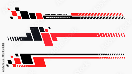 Set of vector car stripes. Car race stripes. Racing line sticker design. Graphic sport decal vinyl element. Automobile decoration. Racing design element
