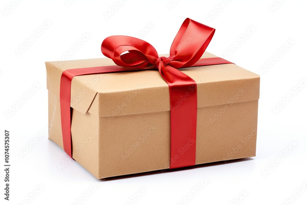 Kraft Gift box gift bow red. Kraft Gift box gift bow red.