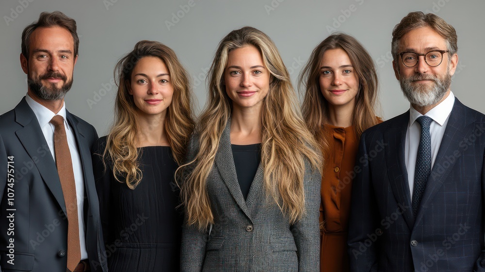 German business team, formal attire, diverse ages, isolated, white background German business team, formal attire, diverse ages, isolated, white background