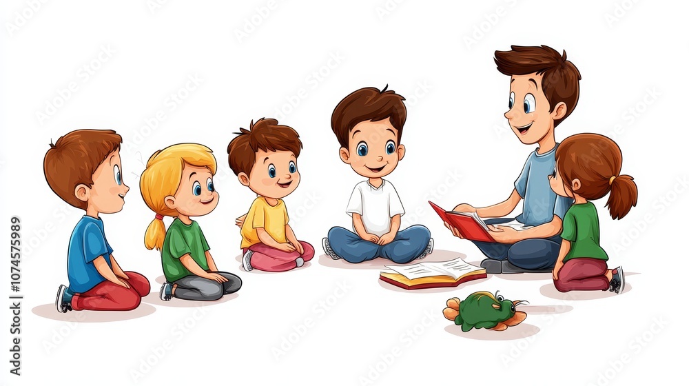 Illustration of lesson explanation , kids , Teacher Illustration of lesson explanation , kids , Teacher