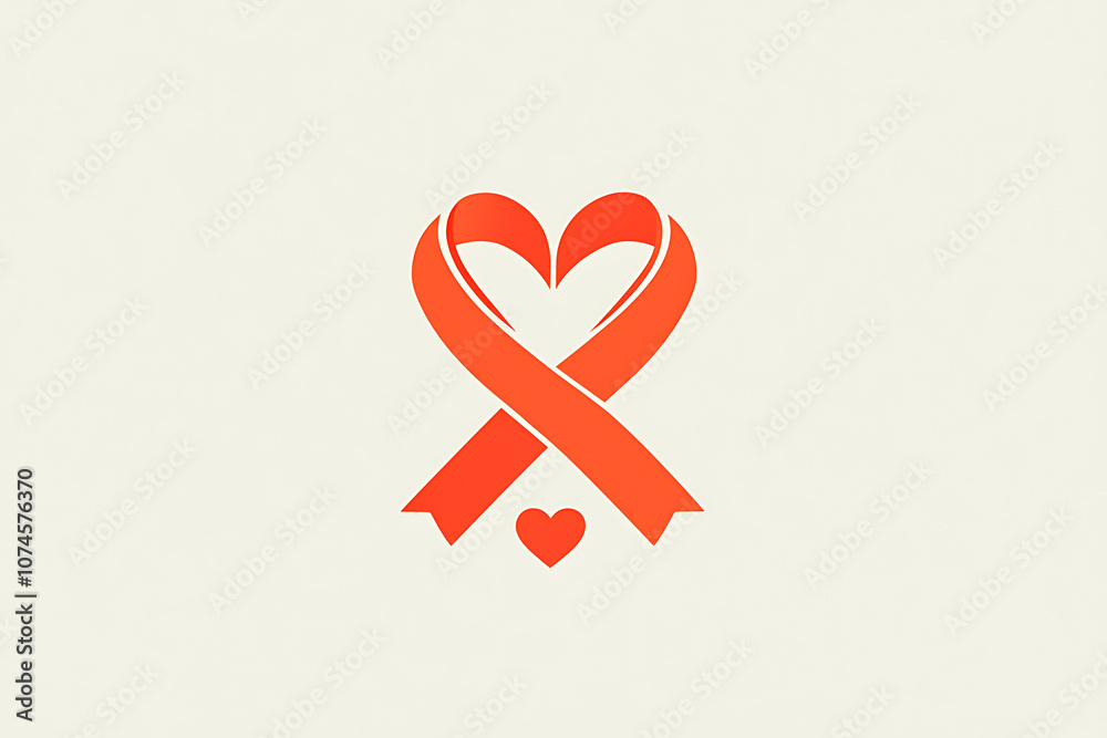 Red ribbon heart Awareness of Aids Red ribbon heart Awareness of Aids