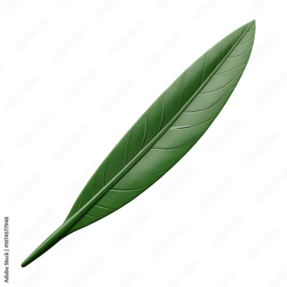 A single green leaf with veins isolated on a black background. A single green leaf with veins isolated on a black background.