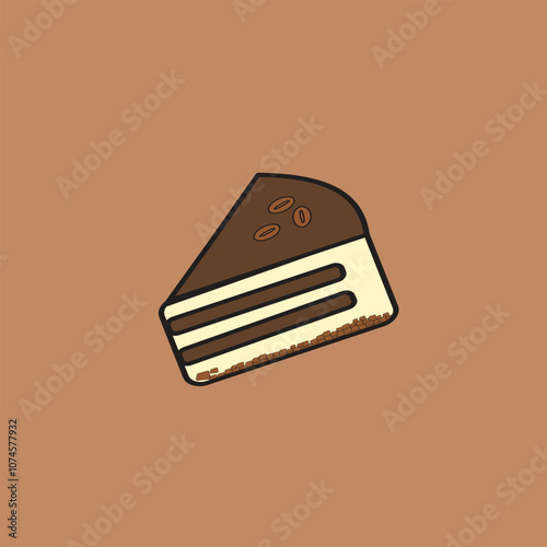 Tiramisu Coffee Cake Pastry Graphic Vector Illustration