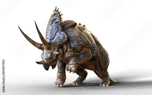 3d Illustration of a majestic dinosaurs in a prehistoric landscape isolated background with Clipping path. Triceratops dinosaurs.