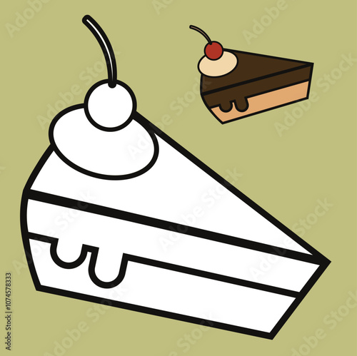 Birthday cake  graphic vektor illustartion suitable for coloring book for children with attractive coloring