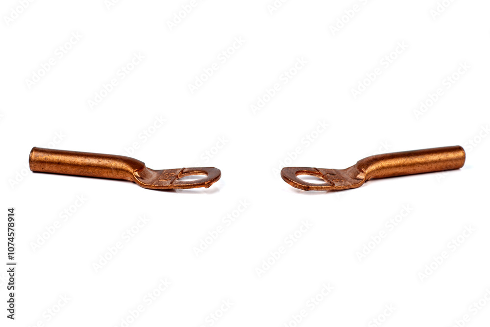Copper lugs isolated on a white background Copper lugs isolated on a white background