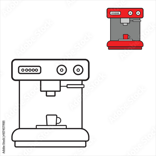 illustration Vector Graphic of Coffee Machine, Suitable for Technology Element, Coloring Book, and Tutorial Book