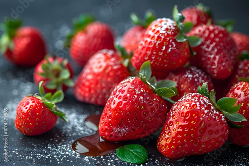 viennese waffles with strawberry and sweet syrup