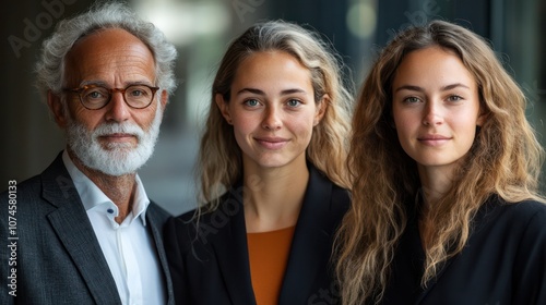 Group portrait of Dutch professionals, young and senior, formal attire, isolated, white background