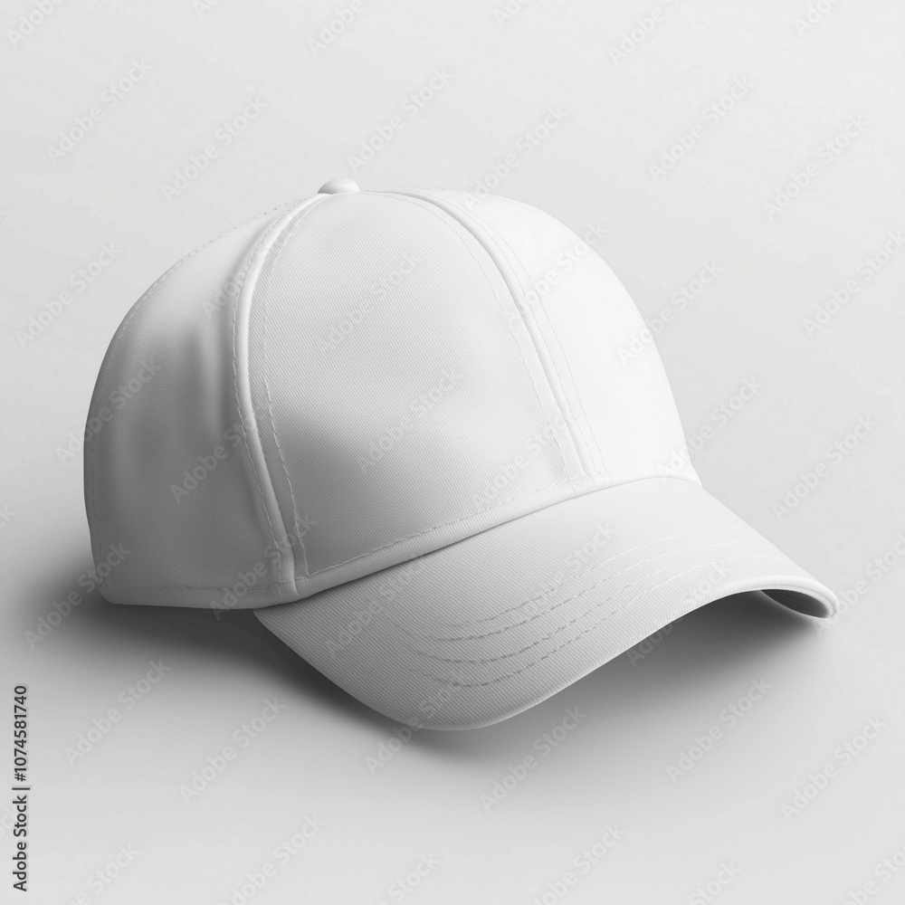 A minimalist mockup of a white cap positioned elegantly on a smooth surface, highlighting its clean design and simplicity