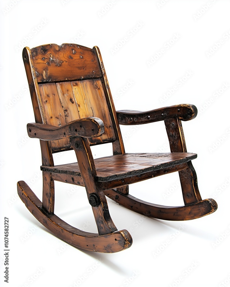 Wooden rocking chair isolated on white background. Wooden rocking chair isolated on white background.