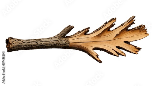 A broken tree branch isolated on white background.