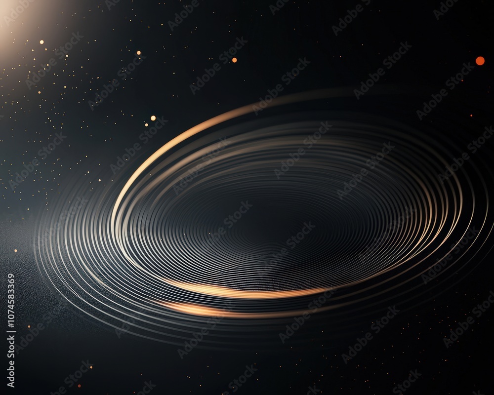 Obraz premium A black and gold image of a spiral with a bright yellow center