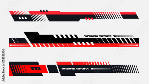 Set of simple car stripes. Car race stripes. Racing line sticker design. Graphic sport decal vinyl element. Automobile decoration. Racing design vector element