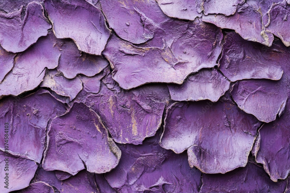 Obraz premium Close-up shot of a worn-out purple wall with peeling paint, suitable for use in interior design or DIY projects