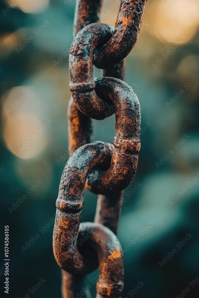 A close-up shot of a rusted metal chain with intricate details and texture A close-up shot of a rusted metal chain with intricate details and texture