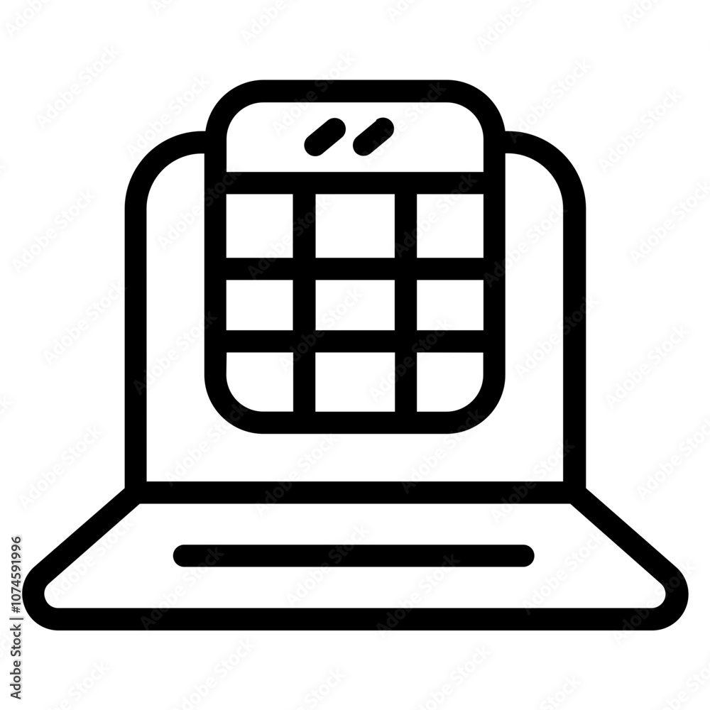 Calculator laptop Line Icon Calculator laptop Line Icon