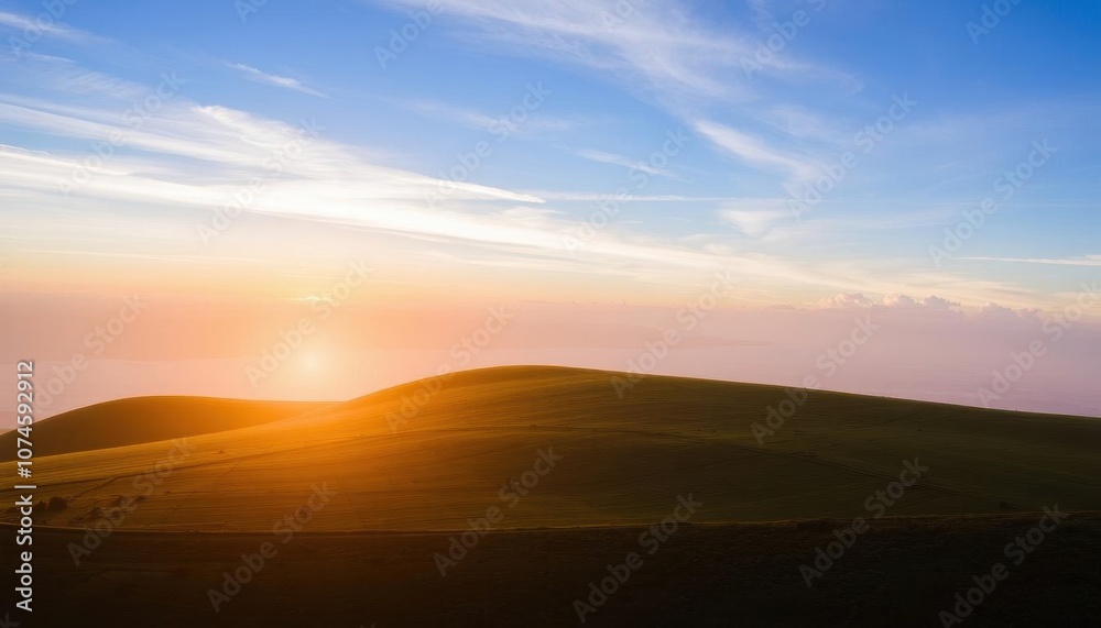 Obraz premium a hill with a sunset in the background