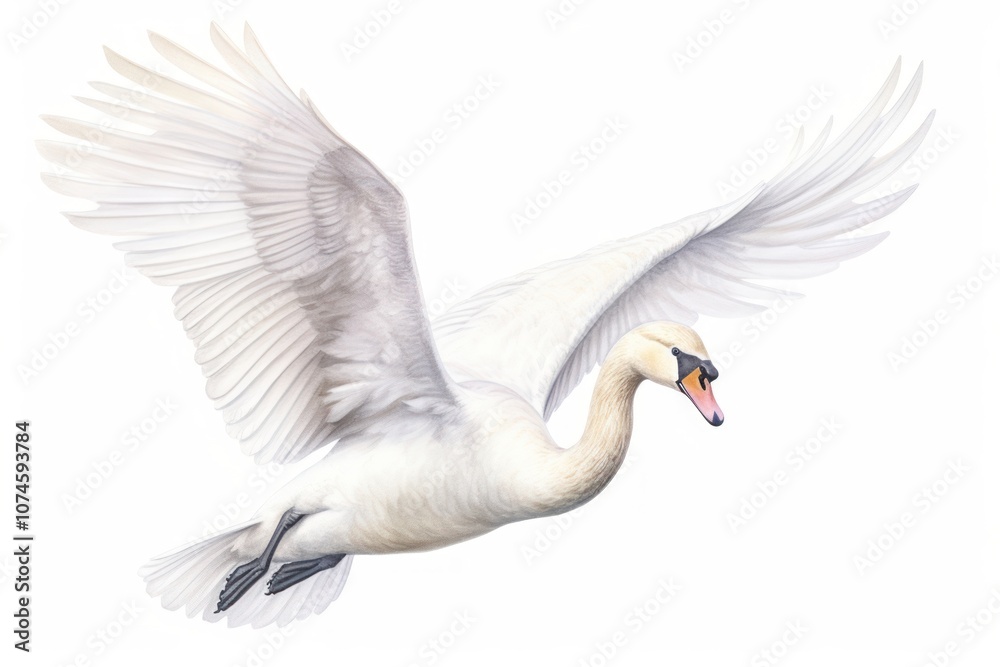 Fototapeta premium Flying swan animal white.
