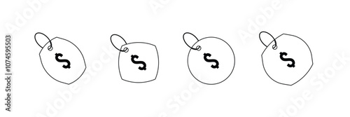 Price Tags icon set line and glyph vector illustration