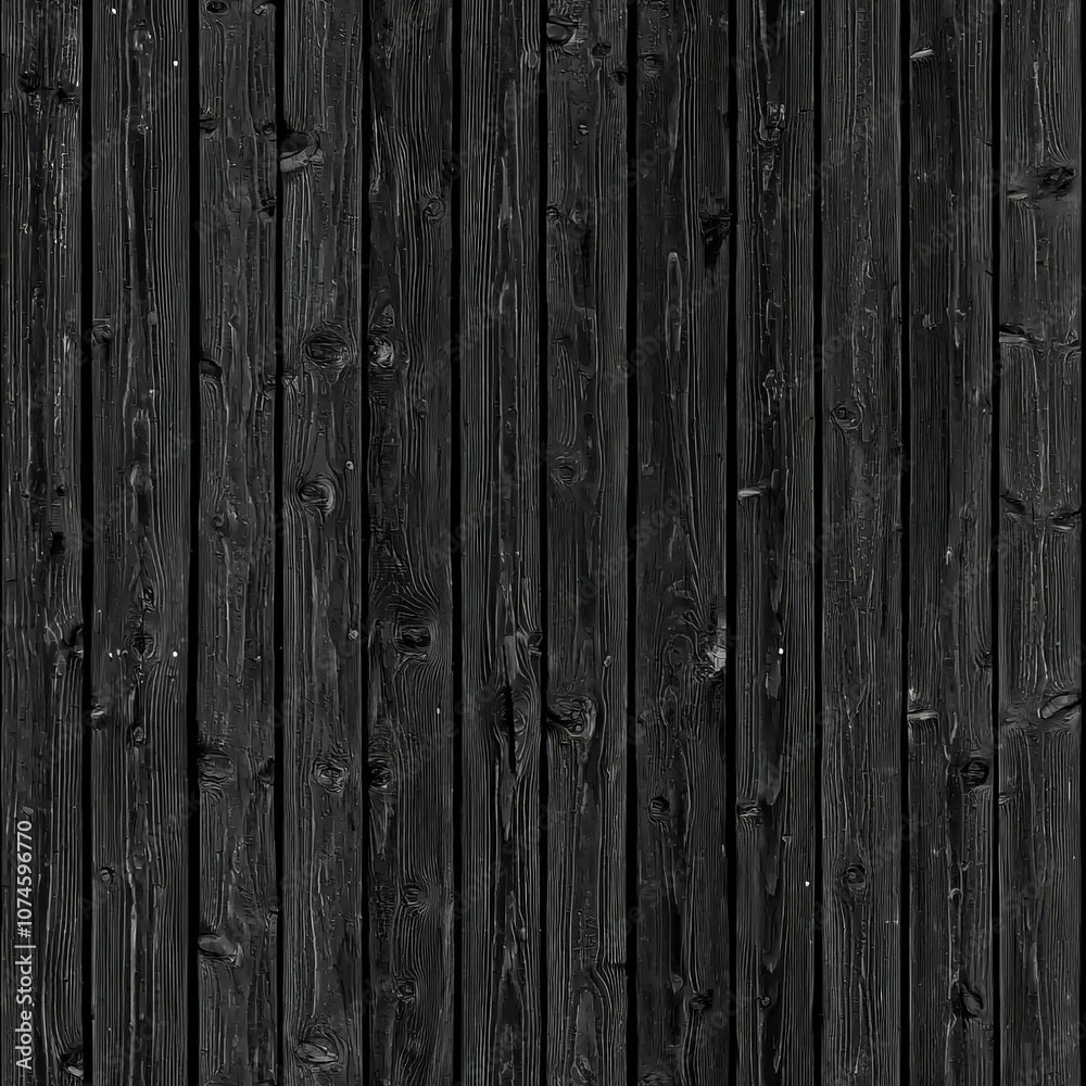 A textured black wooden surface displaying vertical planks and natural grain. A textured black wooden surface displaying vertical planks and natural grain.