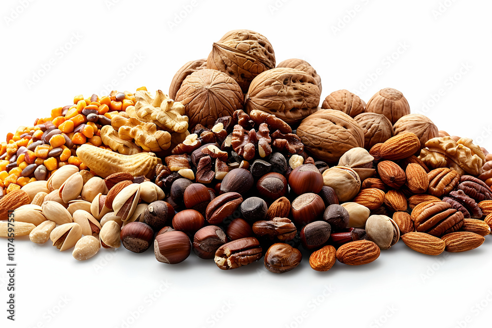 Nuts collection isolated on a white background Nuts collection isolated on a white background