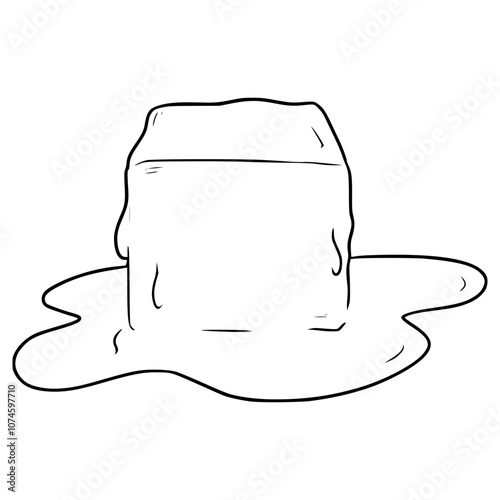 melting ice cube illustration hand drawn outline vector