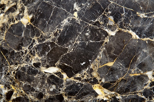 Black Marble Texture with Gold Veins: Elegant Background for Design